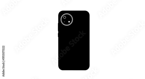 Minimalist Smartphone Silhouette Icon with Camera Lens
