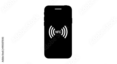 NFC Payment Concept Icon with Smartphone Silhouette