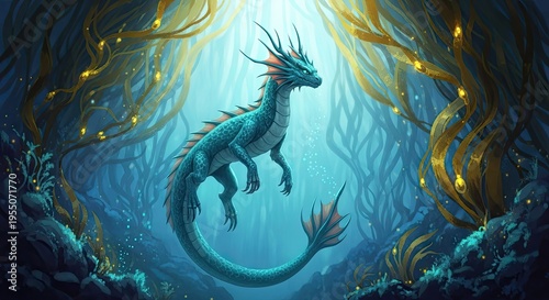 Mythical sea creature in ocean depths.