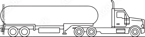 Line drawing of a tanker truck with two rear axles