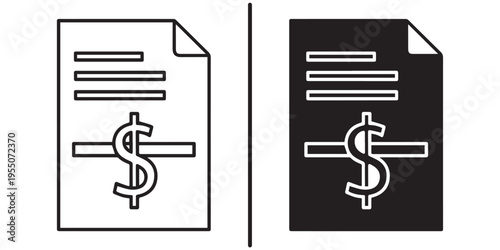 A graphic illustration of two documents with dollar signs on them