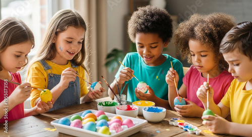 Kids Painting Easter Eggs