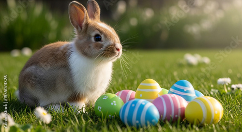 Cute Easter Bunny with Eggs