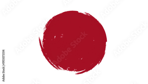 Quadro em tela Isolated Artistic Red Grunge Brushstroke Circle Shape Design Element Hand Painte
