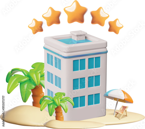 Five star hotel resort vector illustration set