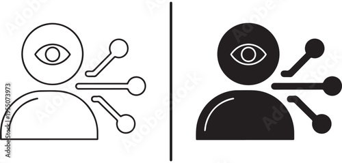 A graphic illustration of a person being monitored and analyzed