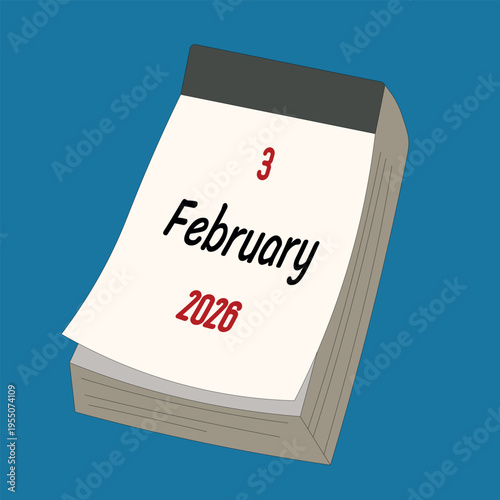 February 3. Daily Calendar icon for design. Simple design for business brochure, flyer, print media, advertisement. Easily editable.