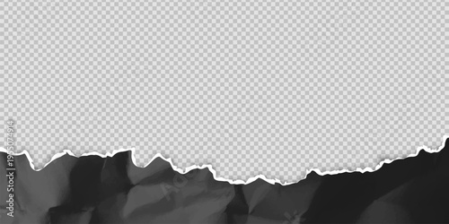 Banner with a bottom border made of a black, torn, crumpled piece of paper.