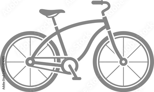 A sleek gray bicycle with curved frame and single gear