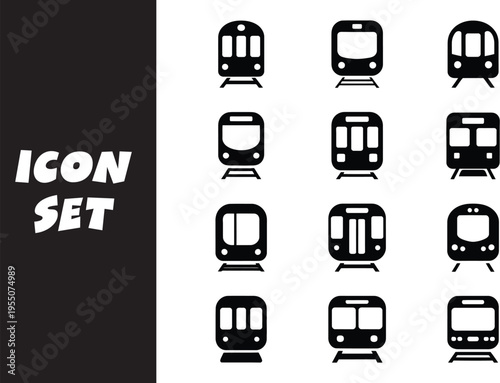 Collection of diverse public transportation icons in a monochromatic style