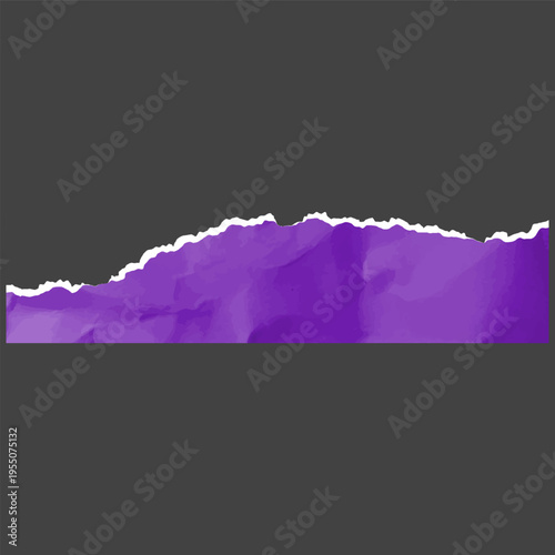 A bright purple strip of paper with a ragged, torn top edge and a wrinkled texture.
