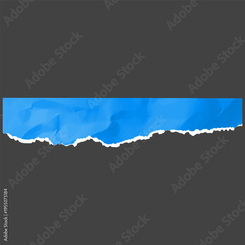 A bright blue crumpled paper strip with a white torn edge along the bottom.