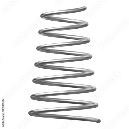 Conical metal chrome spring for compression, elasticity, and shock absorption.
