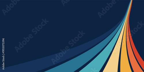 Retrofuturism of the 70s Abstract vector background with rainbow stripes – vintage wavy lines Wallpaper for posters, wall art, banners, retro color illustration in 3D perspective	
