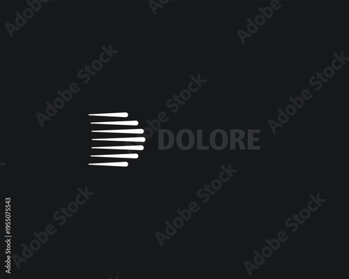 Modern dynamic letter D vector logo featuring abstract speed lines on a dark background. Minimalist vector design ideal for logistics, tech, automotive, and professional corporate branding.