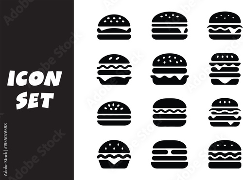 Collection of black and white hamburger icons arranged in a grid layout