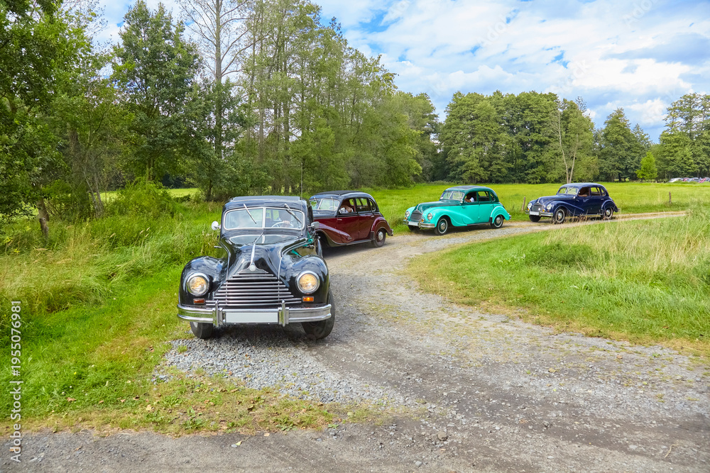 Fototapeta premium Beautiful German classic cars, rare post-war models from the German Democratic Republic whose brands no longer exist.
