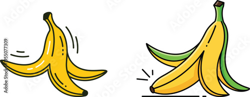 Banana peel slipping hazard symbols with danger zone