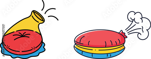 Whoopee Cushion Cartoon Illustration – Funny Prank Toy with Air Sound Effect