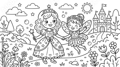 Two little girls in fairy costumes.
