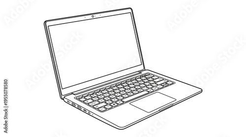 Laptop computer with open screen.