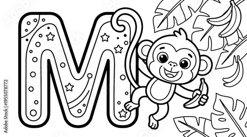 Monkey Character Illustration for Kids.