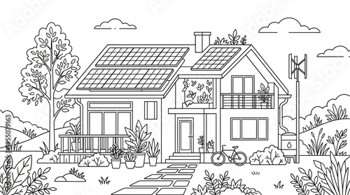 Sustainable eco-friendly home showcasing green energy innovation for a brighter future
