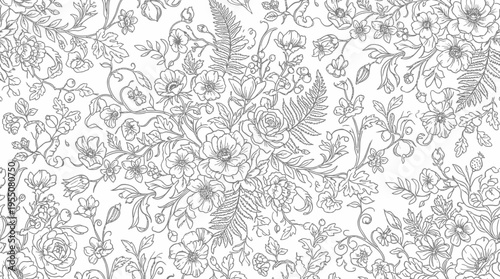Black and white floral pattern design.