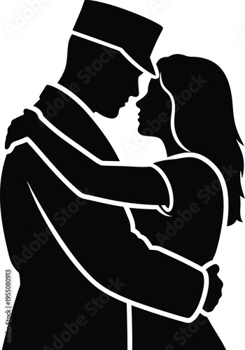 Victory in europe day celebrations romantic kiss on ve day