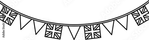 Ve day celebrations with british flags and bunting decorations