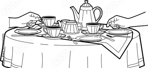 Victory in europe day tea party illustration ve day celebrations