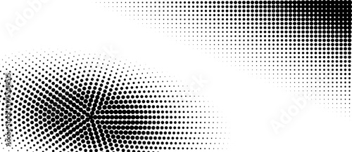 Abstract monochrome halftone pattern with grainy dotwork gradient. Minimalist black and white stippled texture for modern tech branding, tactile realism design, and retro print overlays.