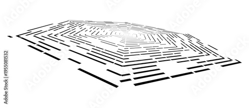 Abstract monochrome hexagonal grid in linear perspective.
