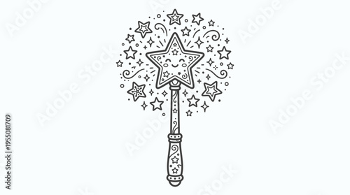 Magic wand with star sparkles.