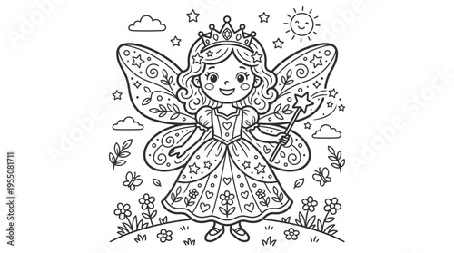 Colorful illustration of a little fairy.