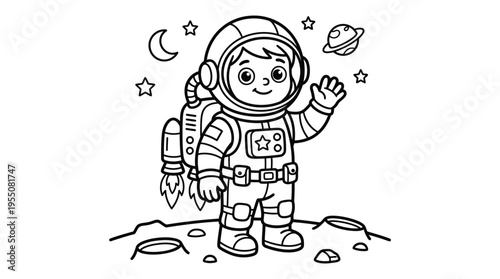 Little girl astronaut in space suit.