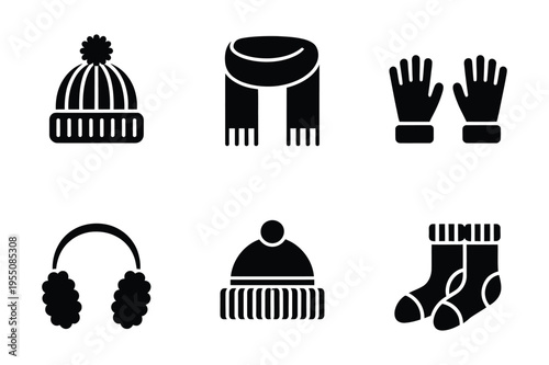 Winter accessories icons vector graphic