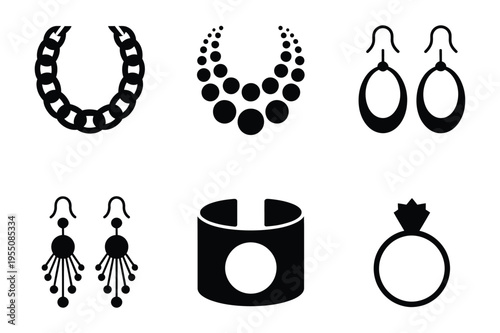 Jewelry icons vector set