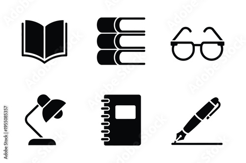 Vector icons for study and office supplies