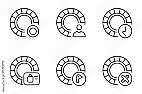 Progress ring icons for UI and UX design line art