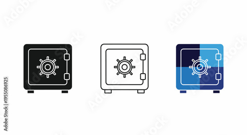 Safe Box Icon Set Vector Illustration Isolated on White Background for Security and Banking