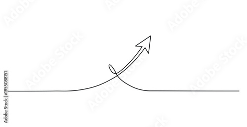 One line drawing of an arrow pointing up representing growth progress and success vector illustration