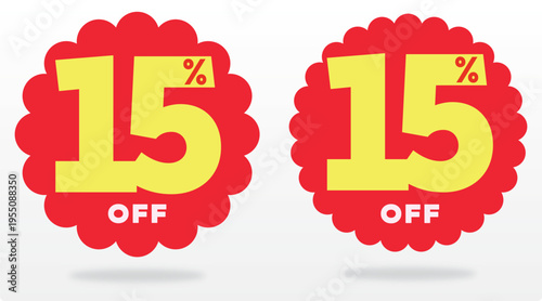 15% price, sale, store, retail, off, marketing, special, offer, sticker, value, ads, banner, percent, commerce, business. Discount, icon, vector, label, set, tag