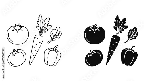 Fresh vegetables tomato broccoli pepper and carrot, he