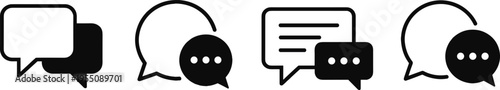 Set of chat bubble icons representing online communication social media messaging customer service support and digital conversation for interface design.