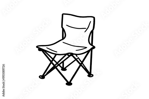 A simple line drawing of a folding camp chair
