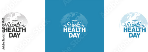 Logo typo for World health day and medical stethoscope with health care advertising and Promotional advertisement for medical hospital or clinics.