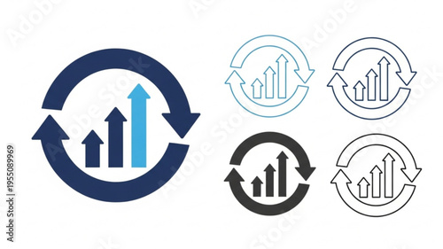 Continuous Improvement icon set multiple style collection