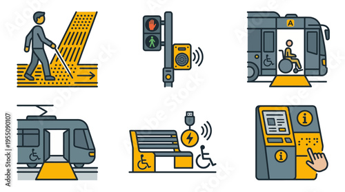 Accessibility icons for inclusive public transport and urban planning