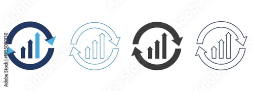 Continuous Improvement icon set multiple style collection